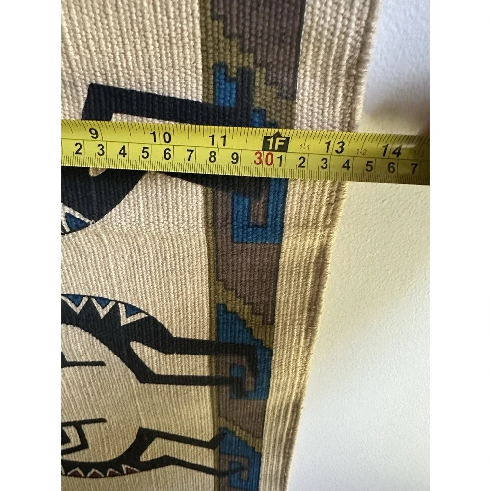 El Paso Saddle Co 100% Cotton Kokopelli Stencil Table Runner Tan Fringe 6'
